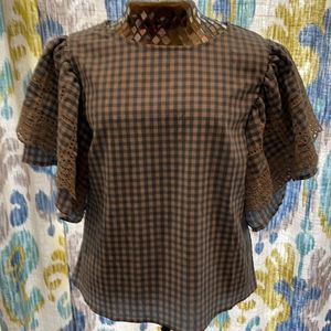 Light blue & white check blouse